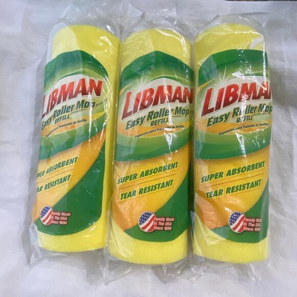 Lot 3 Libman Easy Roller Mop Refill 02017 Yellow USA Genuine Super Absorbent - Picture 2 of 6